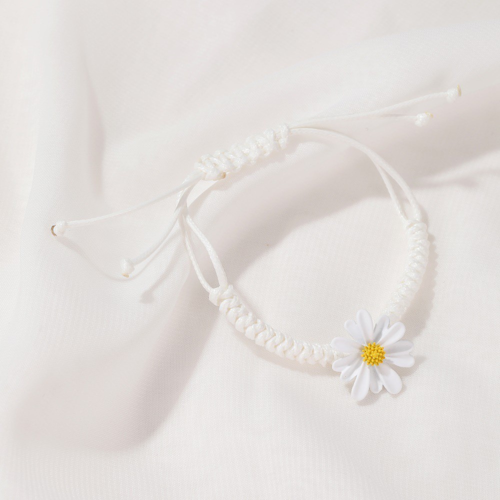 Vòng Đeo Tay Màu Trơn Họa Tiết Hoa Cúc Phong Cách Hàn Quốc Xinh Xắn