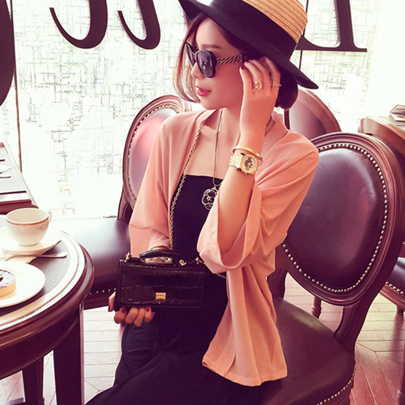 Áo khoác Cardigan tay dài chất Chiffon thiết kế thanh lịch cho phái nữ