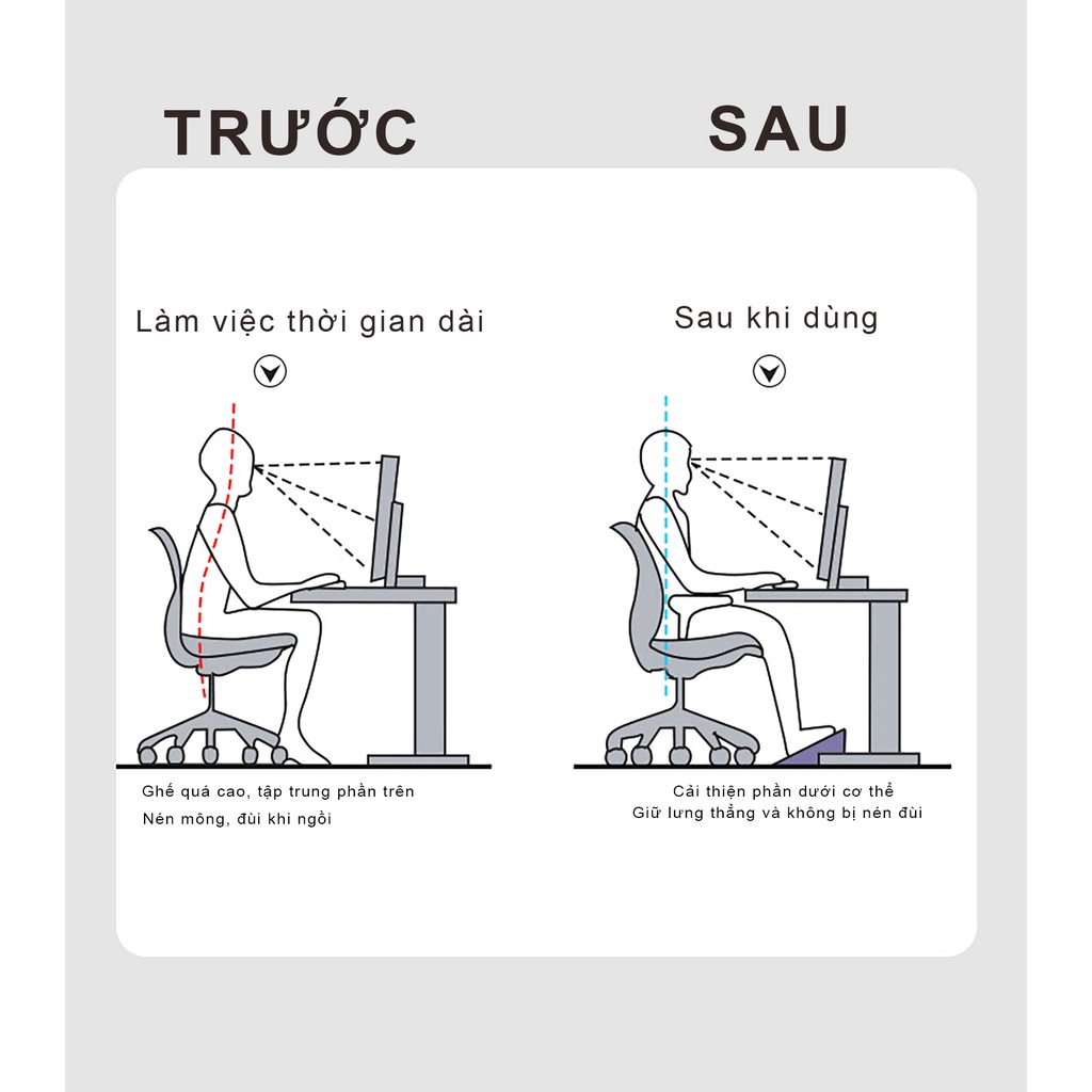 Ergonomic Footrest Ghế Gác Chân Công Thái Học - ghế kê chân cho dân văn phòng, học sinh, sinh viên, người chơi Game