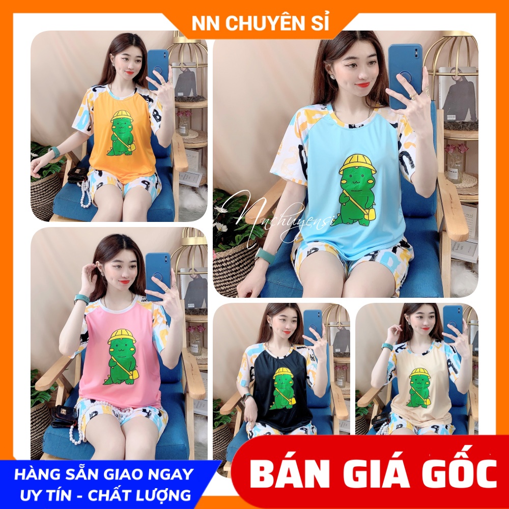 Đồ bộ mặc nhà cho nữ chất thun mềm mịn mát in hình Gấu Hoạt hình dễ thương BTT56