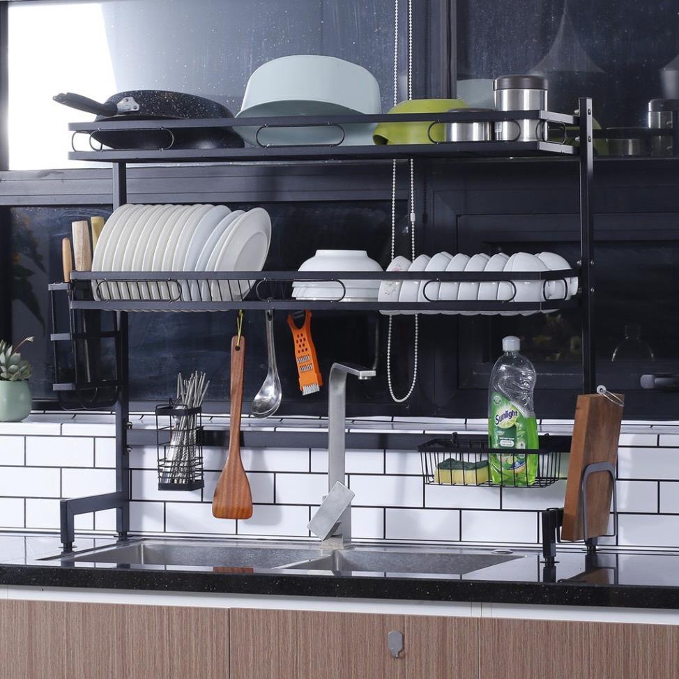 Kệ Chén Bát Thông Minh - Trạn Bát Đĩa Dài 125cm VIE FURNITURE Sơn Đen Tĩnh Điện Cao Cấp Cực Tiện Ích