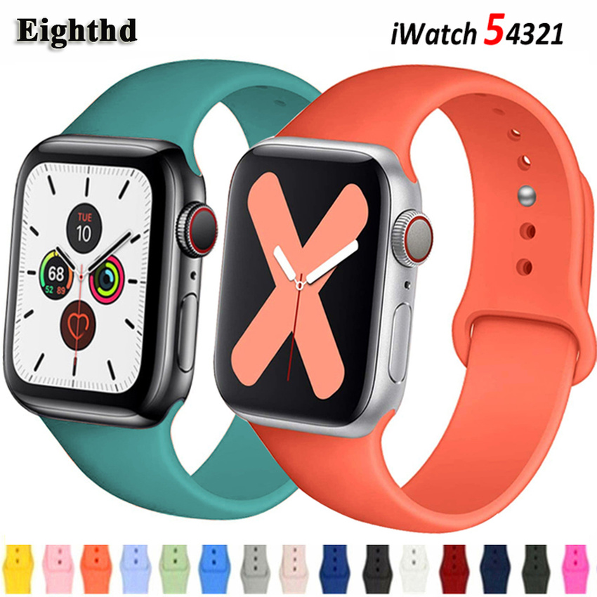 Silicone strap for Apple Watch iWatch Series 7 6 SE 5 4 3 2 1 41mm 45mm 38mm 42mm 40mm 44mm