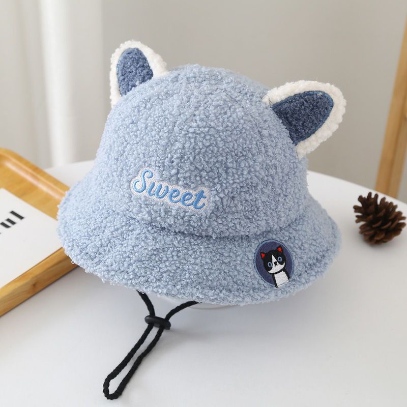 Mũ Bucket Lông Cừu Siêu Dễ Thương Giữ Ấm Phong Cách Mới Cho Bé Trai Và Gái