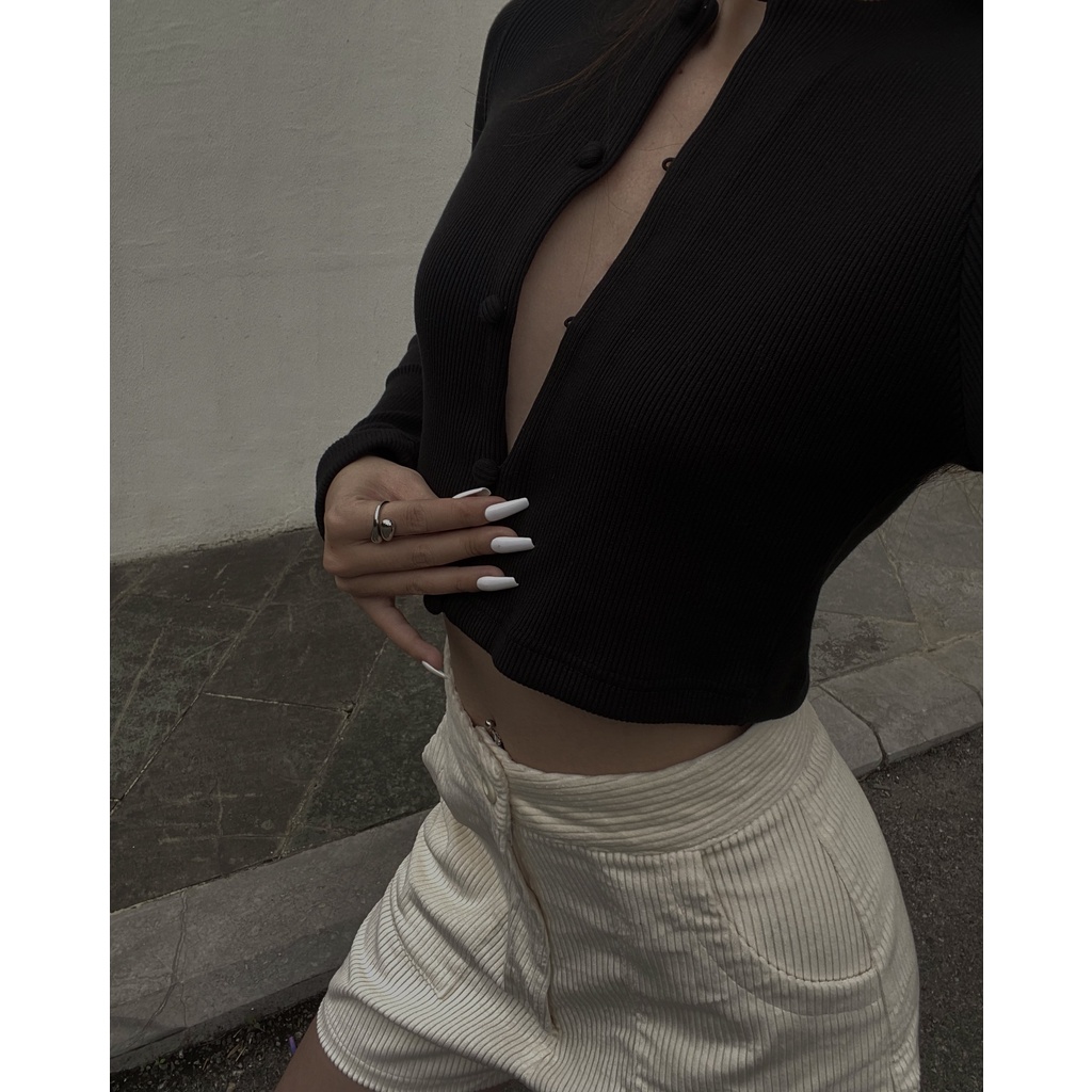 Áo crotop thun tay dài cài nút sexy NAR - BUTTON