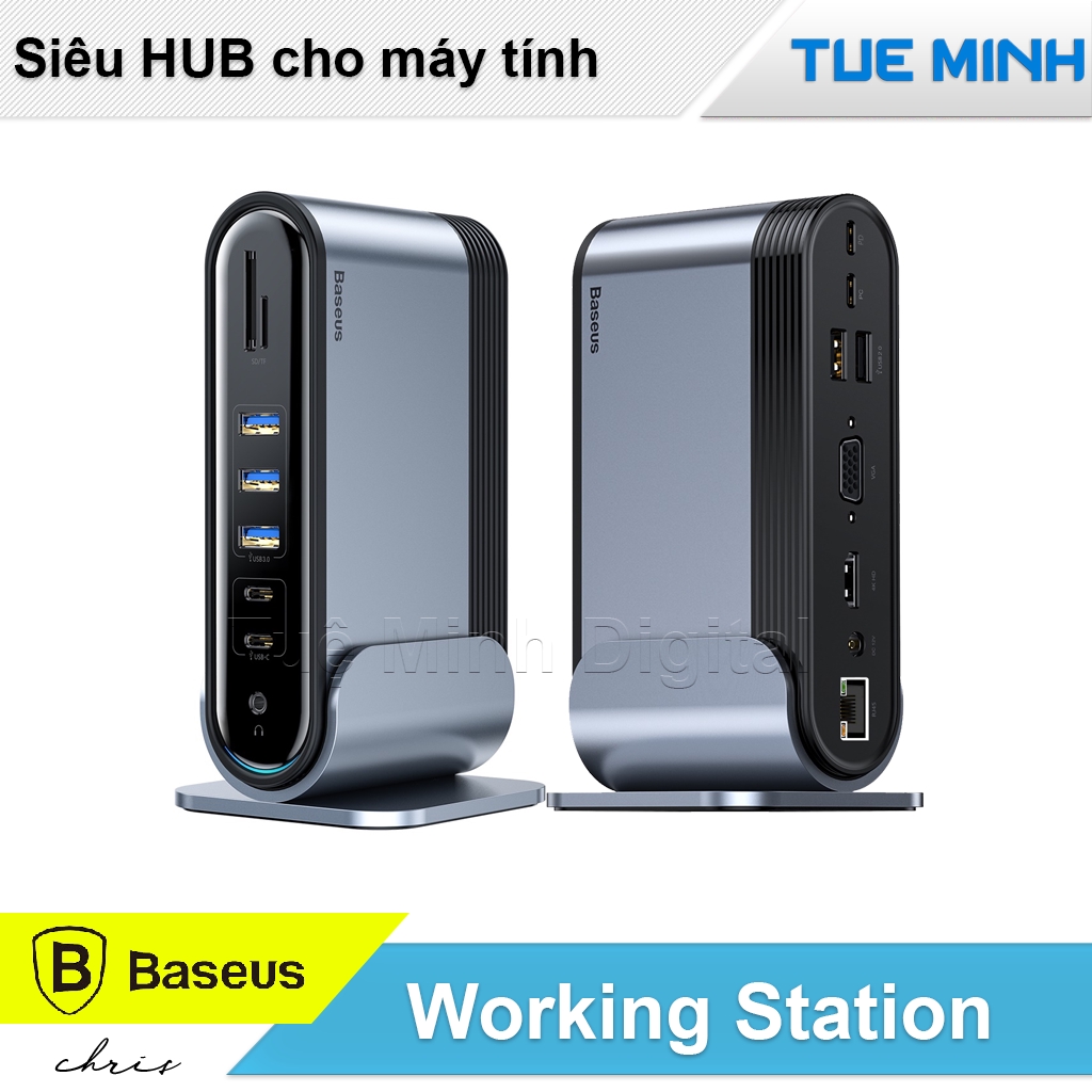 [Mã ELMS05 giảm 5% đơn 300k]Siêu HUB đa năng cho máy tính - Baseus Working Station Multifunctional Type-C HUB Adapter