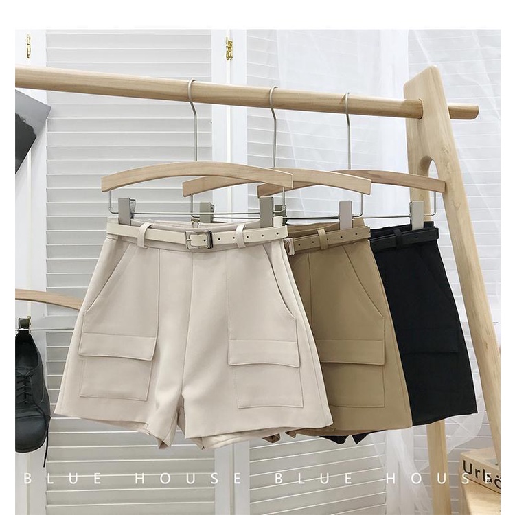 Quần đùi nữ, Quần sooc kèm đai phong cách Hàn Quốc chất liệu vải tuyết mưa bigsize 40 - 75kg