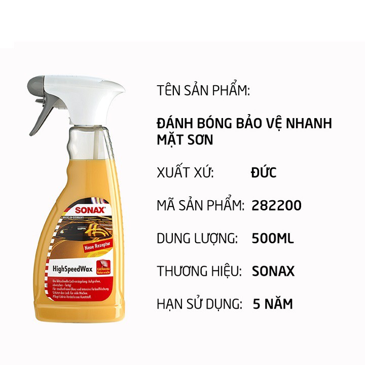 { SÁNG BÓNG } Dung dịch đánh bóng sơn ướt SONAX 500ml