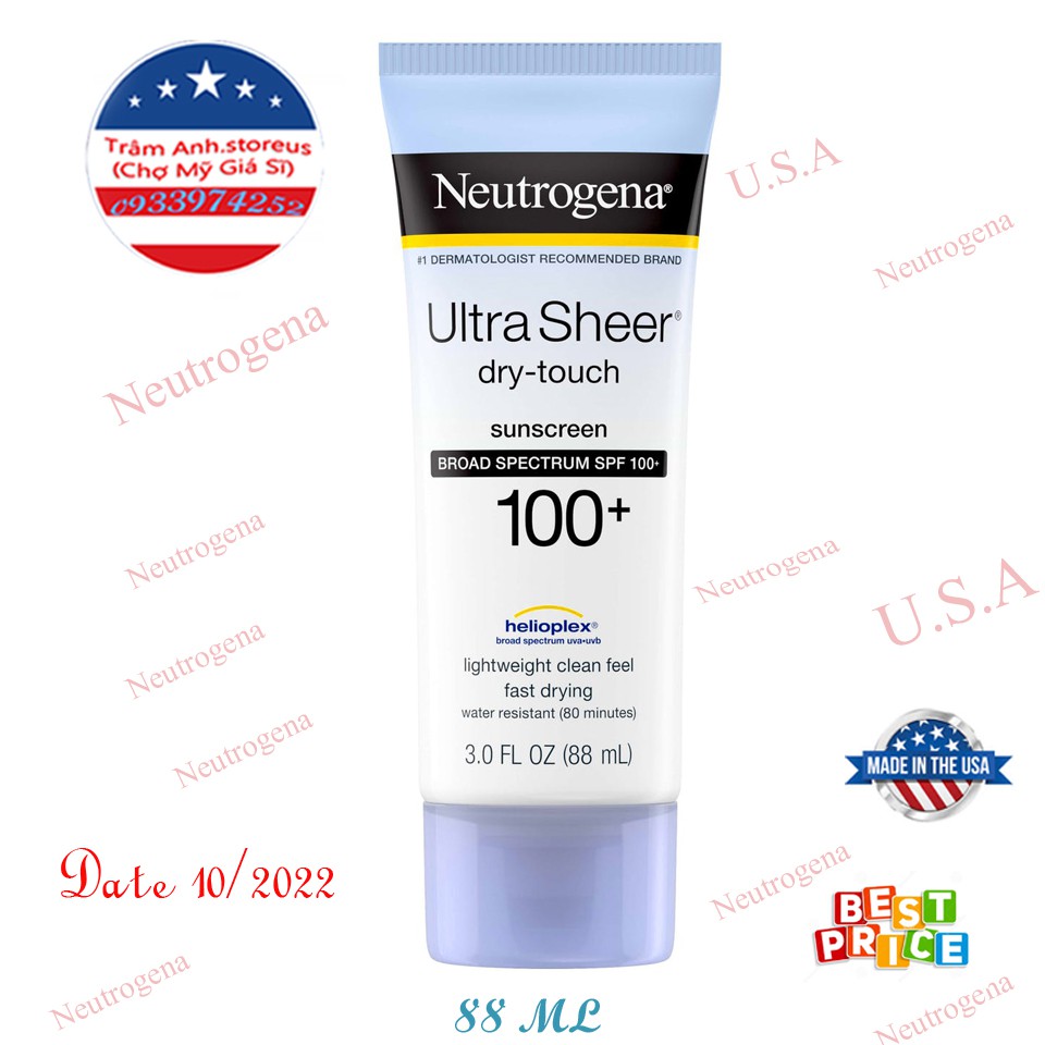 Kem chống nắng Ultra sheer dry touch with spf 100+ (88ml)