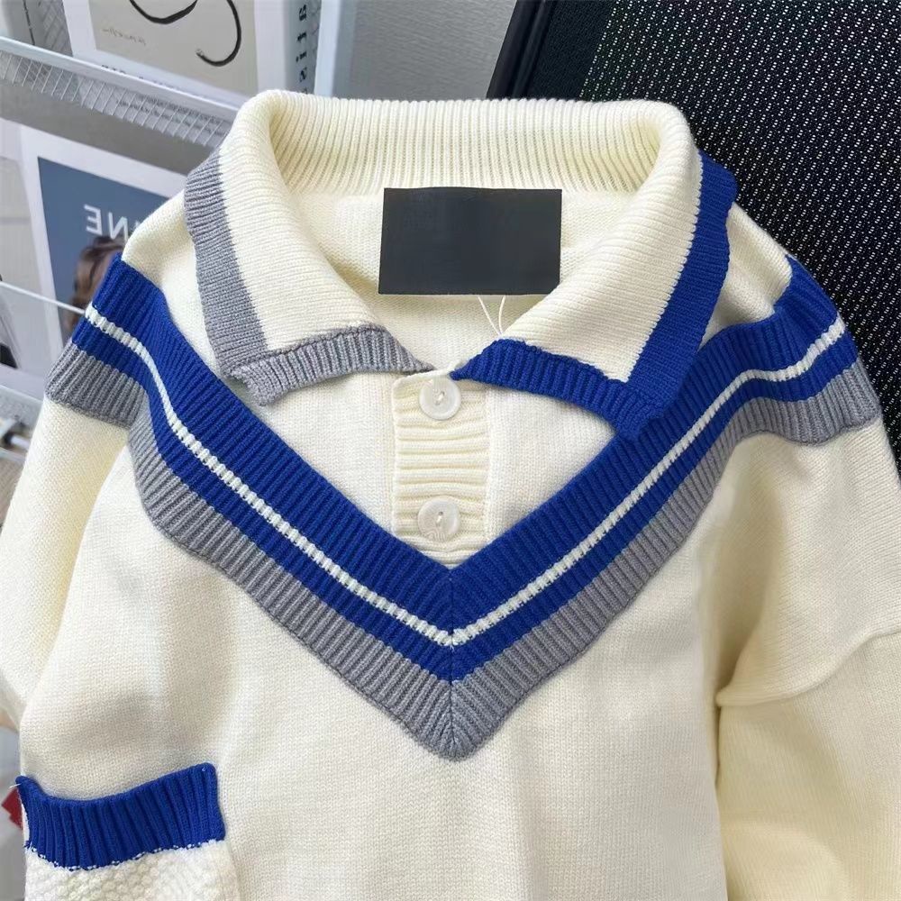 Áo Len Cổ polo Giả Hai Lớp Phong Cách Thời Trang Mùa Thu Cho Nữ