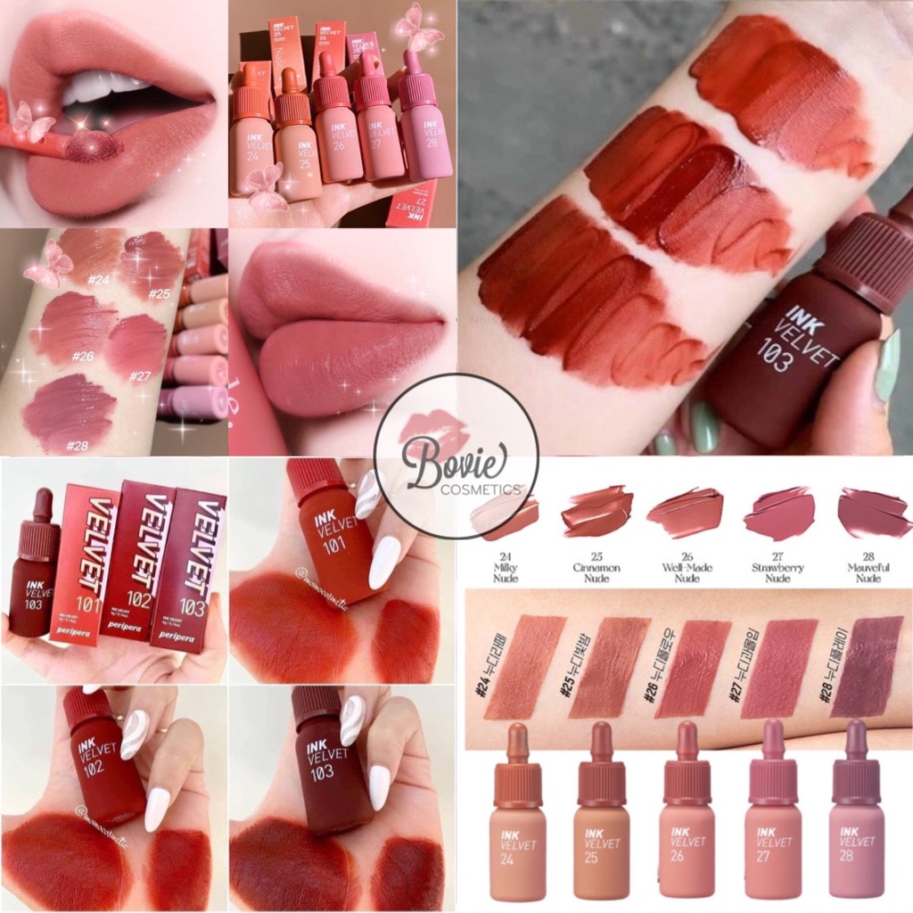 Son kem Peripera Ink Velvet Lip Tint 101 102 103 23 24 25 26 27