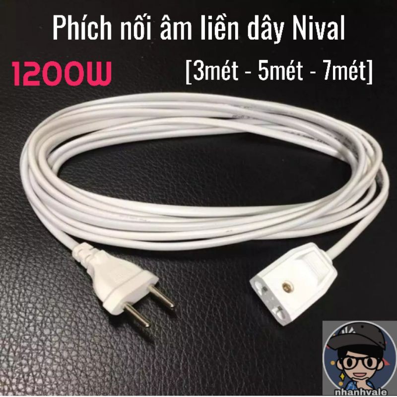 Phích nối âm liền dây, phích cắm nối phích cái  Nival® 3m/5m/7m Hàng Việt Nam chất lượng cao