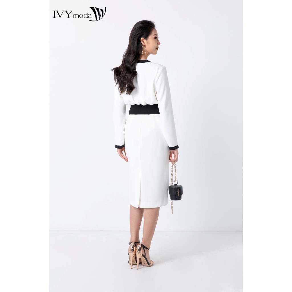 Chân váy bút chì phối màu IVY moda MS 31M6943