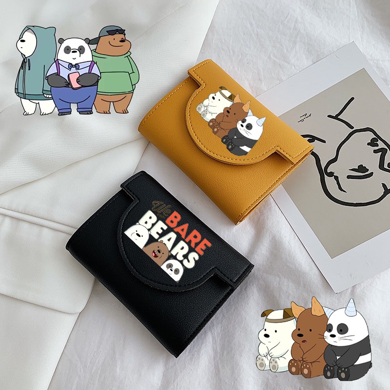 We bare bears Ví Ngắn Đựng Tiền Xu / Thẻ In Hình Gấu Dễ Thương Cho Nam Và Nữ