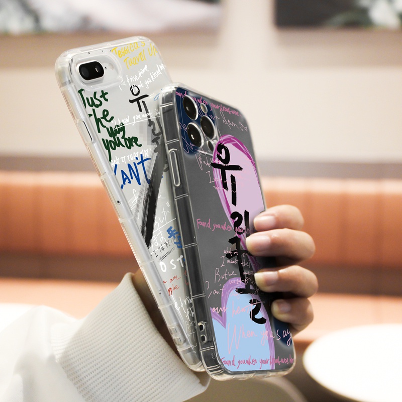 Ốp lưng iphone Ốp điện thoại TPU trong suốt hình graffiti thích hợp cho iPhone 7 8 plus Xr Xs Max 11Pro Max 13 12 Pro Max 13 12 Mini