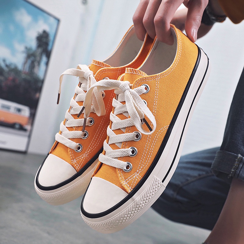 Giày Thể Thao Vải Canvas Cổ Thấp Thời Trang Phong Cách Hàn Quốc Cho Nam/ Nữ