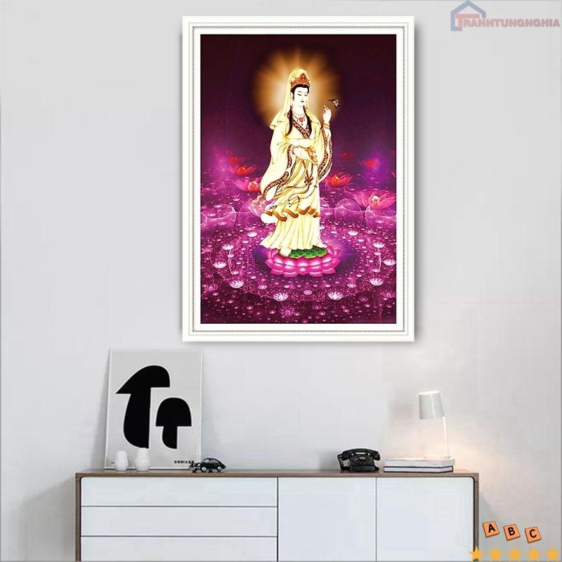 Tranh đính đá, tranh thêu chữ thập quan thế âm bồ tát