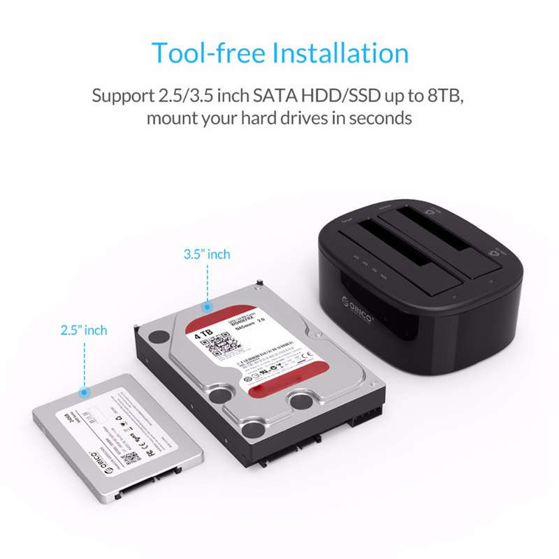Bộ trạm sạc Orico 6228Us3 cổng vào USB dành cho ổ cứng SATA HDD