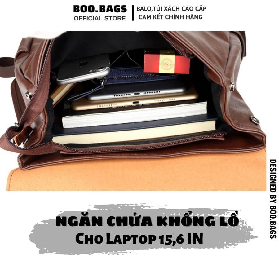 Balo Da Nam - Nữ Trẻ Trung Hàn Quốc Chống Nước, Cặp Da Nam - Nữ Cao Cấp Size Lớn Nhiều Màu B00-007 Boobags