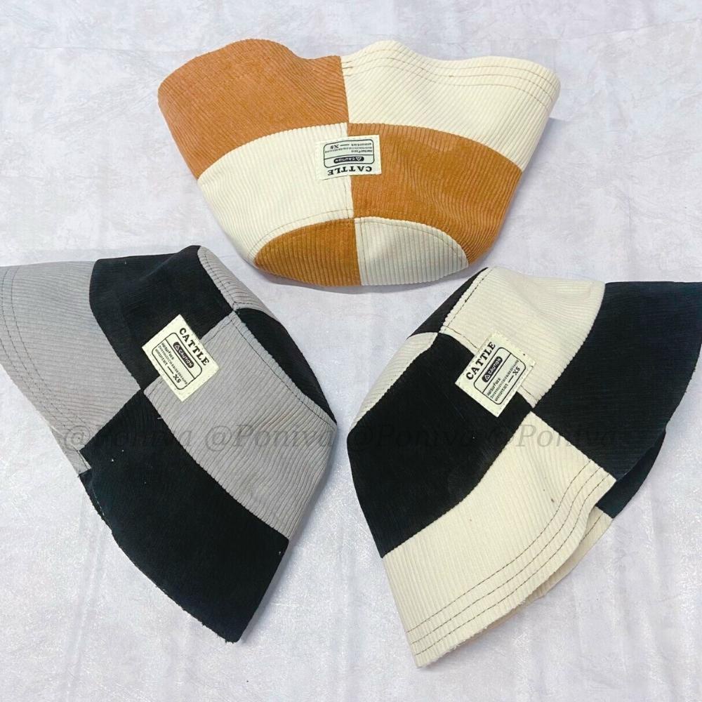 Mũ bucket vành cụp ❤️ Nón tai bèo vành tròn vá Cattle chất nhung tăm cao cấp form unisex nam nữ PONIVA siêu hot
