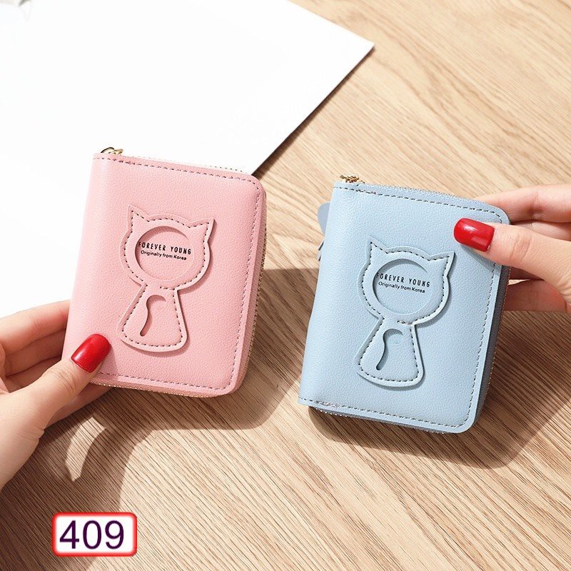 Ví Ngắn Dễ Thương VNN Cầm Tay Mèo In Nổi Dễ Thương