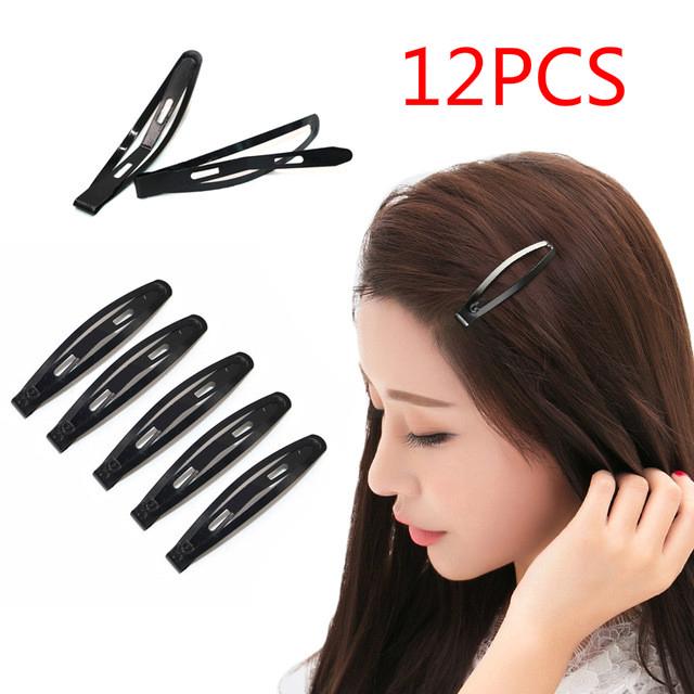 12 kẹp tóc kim loại màu đen trơn