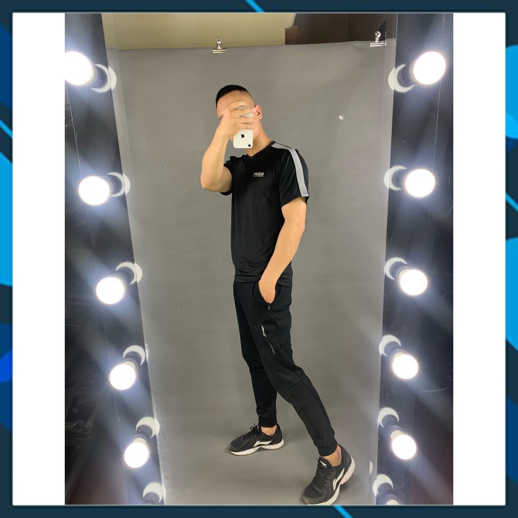 Áo thể thao nam Viền Sọc 2021 Hugo Sport, Áo tập gym nam co dãn 4 chiều thoáng mát, Ảnh thật. | BigBuy360 - bigbuy360.vn