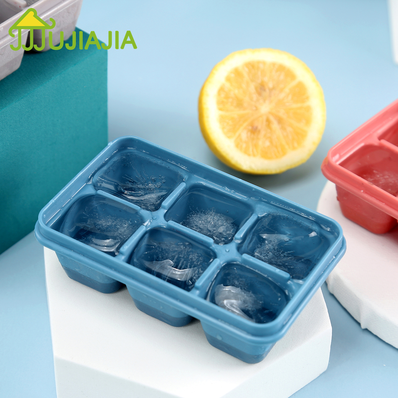 Set 3 Khay Làm Đá Jujiajia Chia 6 Ô Đơn Giản Có Nắp Đậy Kín Giúp Dễ Xếp Chồng Lên Nhau Và Không Thay Đổi Nhiệt Độ