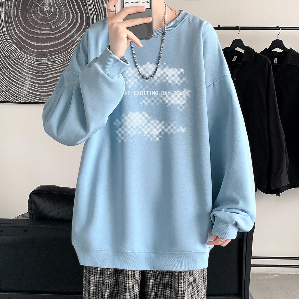 Áo sweater cổ tròn tay dài dáng rộng thời trang xuân thu mới năm 2021