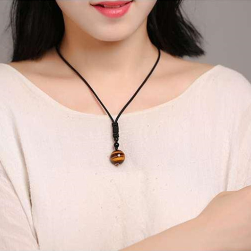 Vòng cổ mặt đá mắt hổ thời trang cổ điển