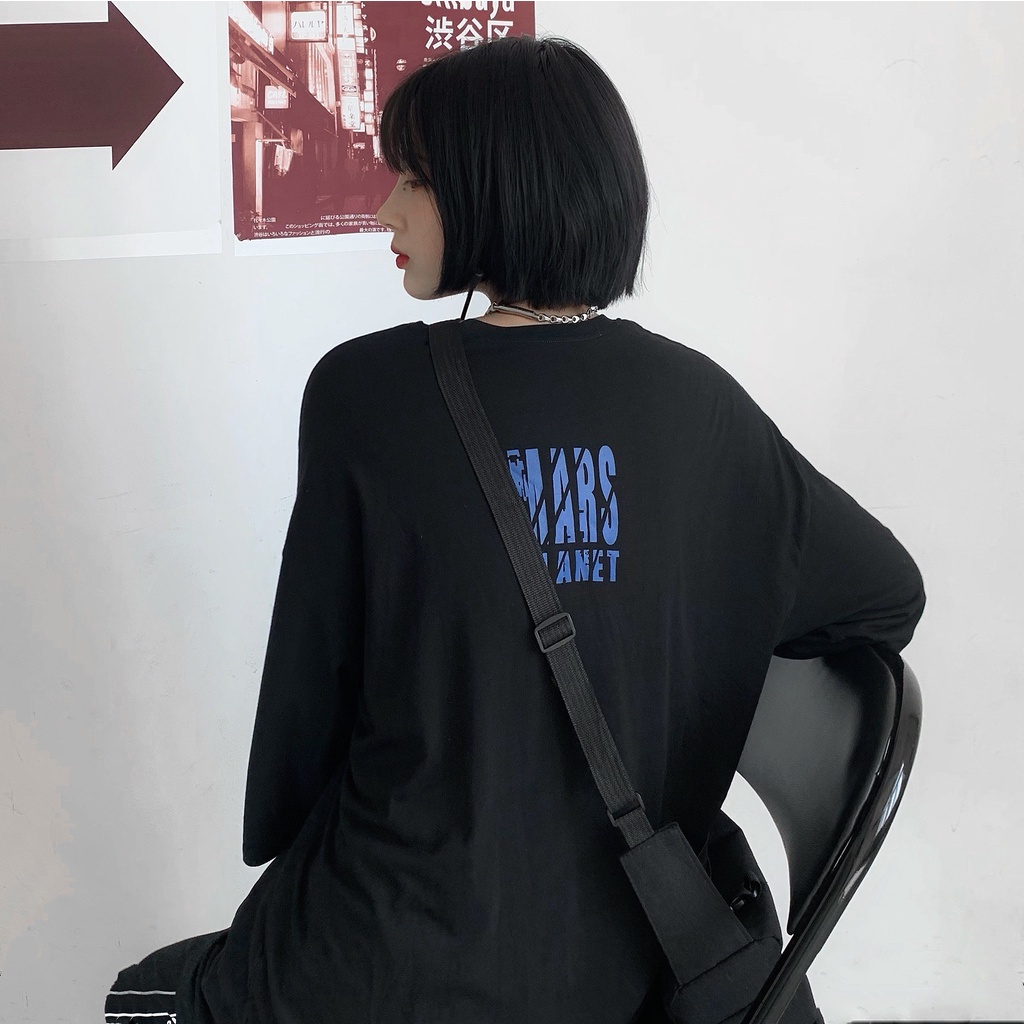 [ ẢNH THẬT + VIDEO ] Áo thun Mars chất cotton co dãn 4 chiều 2 màu Đen, Trắng, from rộng tay lỡ unisex, in trước sau