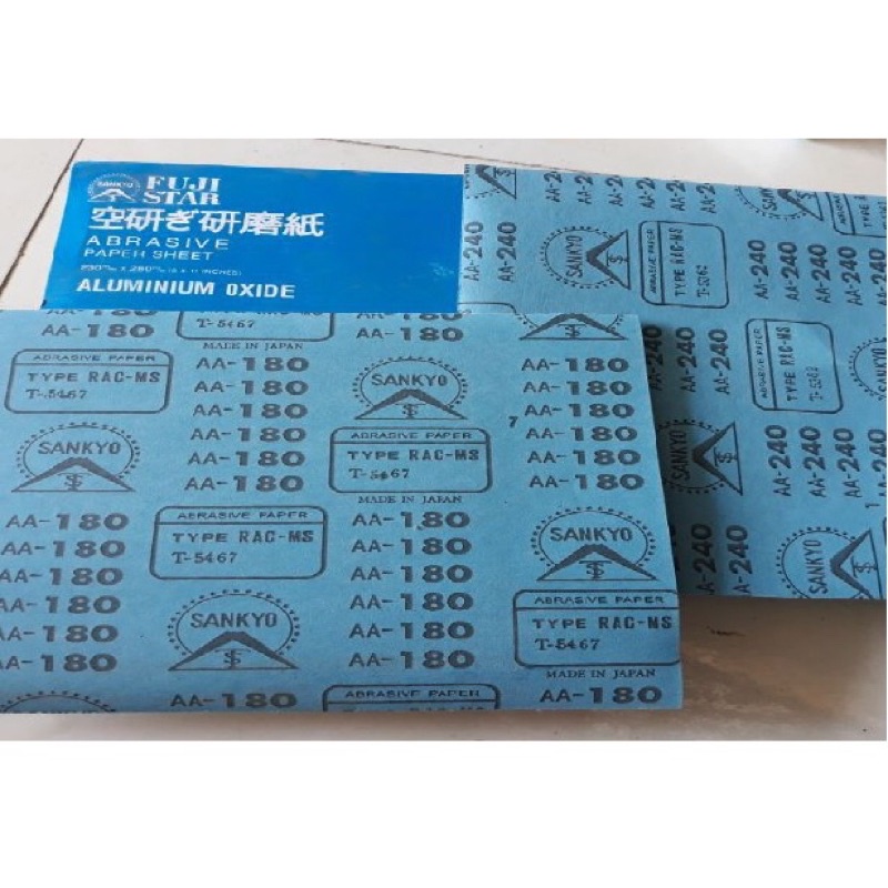 Giấy chà nhám gỗ Sankyo của Nhật, giấy nhám xanh xám chuyên cho gỗ, chống nước.
