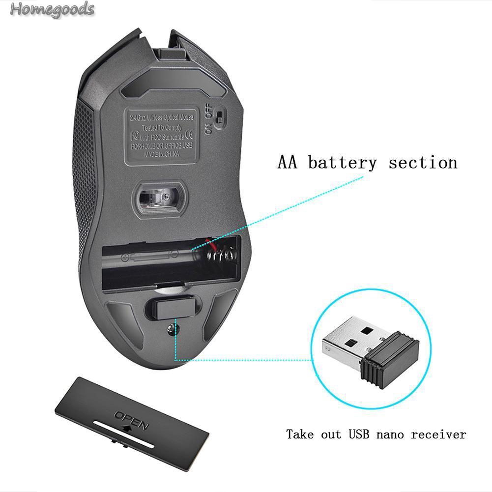 Chuột Quang Không Dây 2.4g 2400dpi 6 Nút Bấm