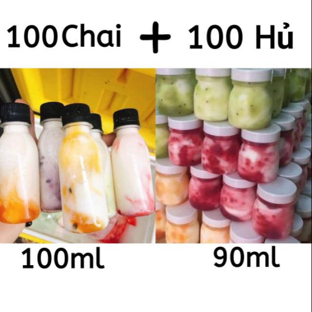 Combo 100 chai 100ml+100 hủ 90ml kèm nắp