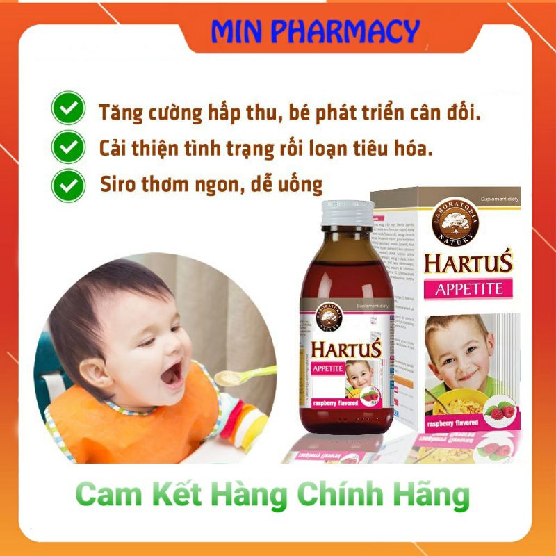 Hartus Appetite, siro ăn ngon cho bé, cải thiện chứng biếng ăn, kích thích tiêu hóa của trẻ (150ml)