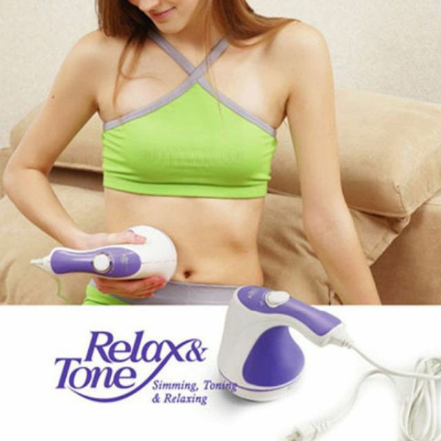 [FREESHIP] Máy massage cầm tay Relax & Spin Tone - Máy mát xa đánh tan mỡ bụng, massage toàn thân 5 đầu.