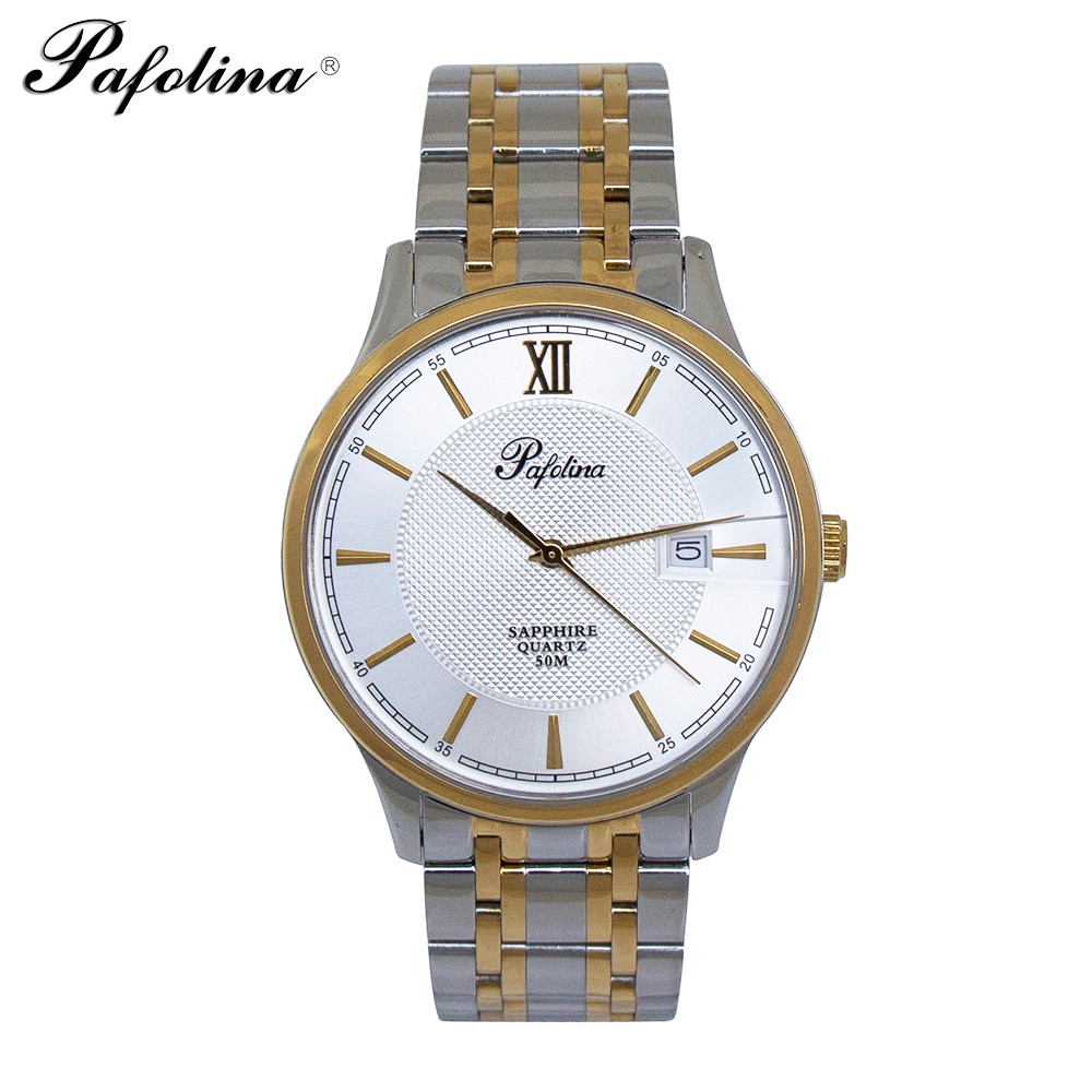 Đồng hồ nam Pafolina 5030M dây thép không gỉ , kính sapphire chống xước , chống nước 5atm , bảo hành 3 năm