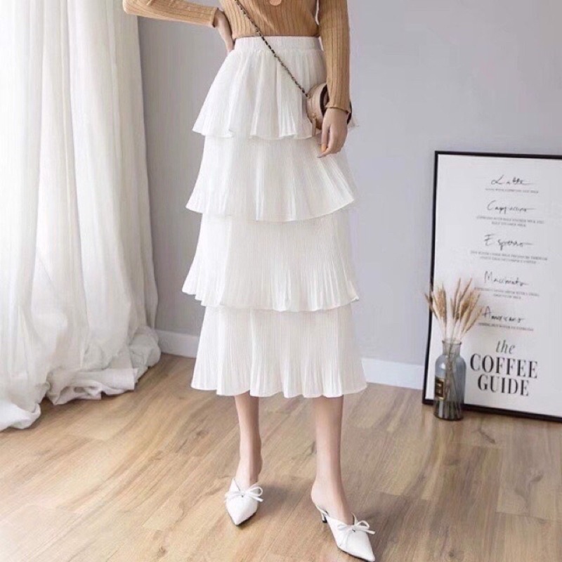 Chân váy xêp ly 4 tầng siêu đẹp
