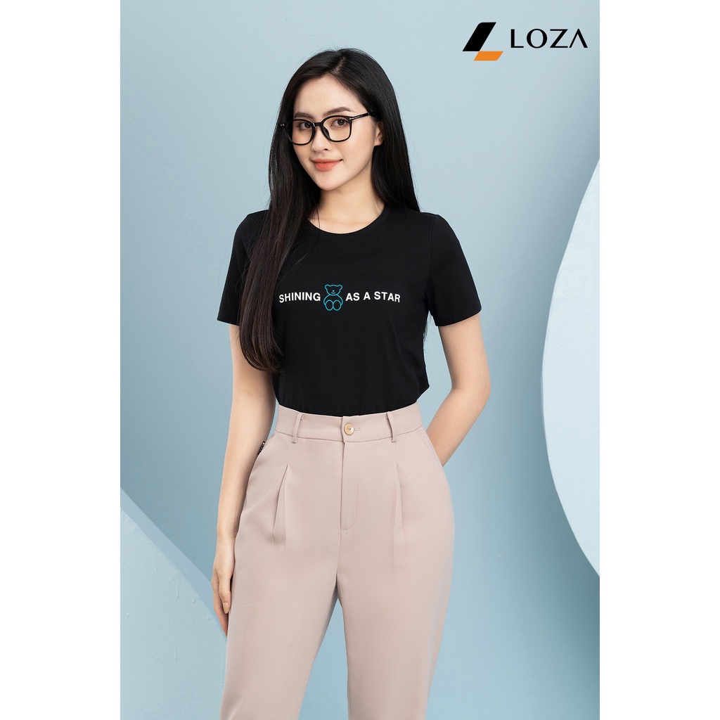 Áo phông in chữ Shining as a star chất liệu Cotton Compact form vừa LOZA - PT502066