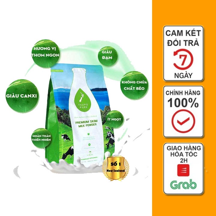 Sữa bột tách béo cao cấp Taupo Pure Premium Skim Milk Powder 1kg
