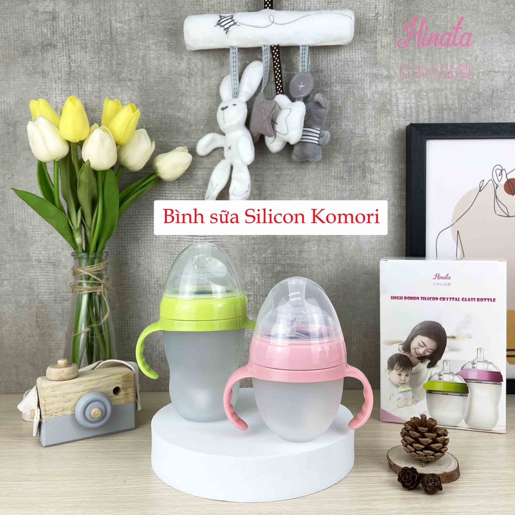 Bình sữa Silicon chống sặc HINATA - Chất liệu an toàn chịu nhiệt 180 độ C BS07