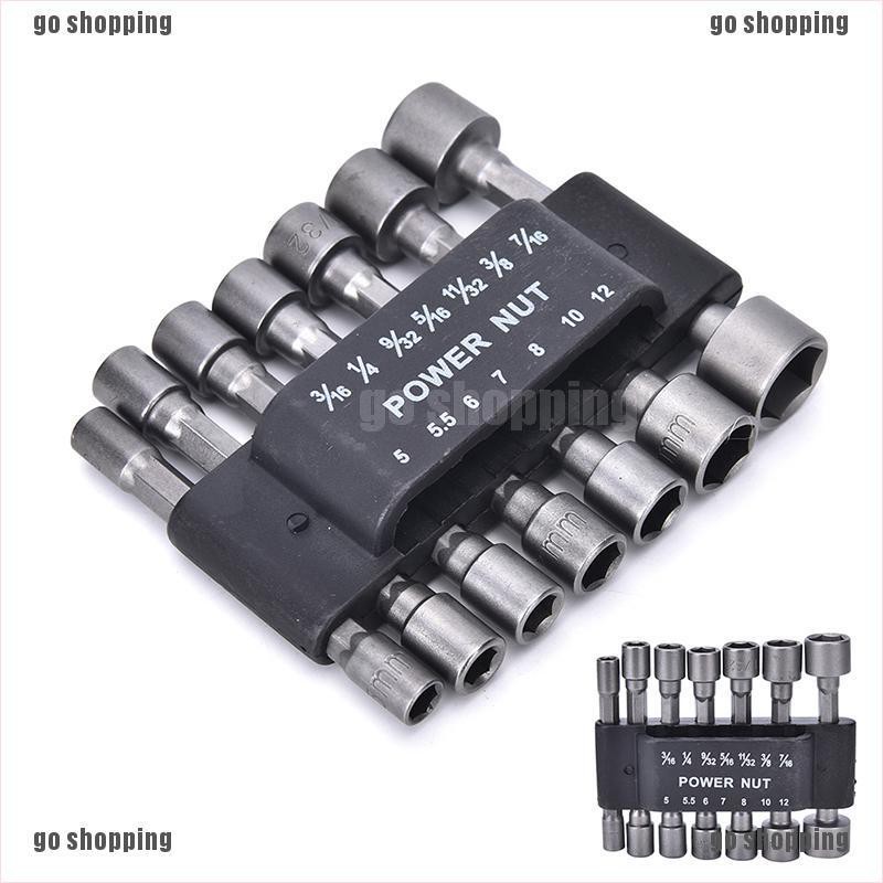 {go shopping}14Pc Power Nut Driver Drill Bit Set SAE Metric Socket Wrench Screw 1/4&quot;Hex Shank