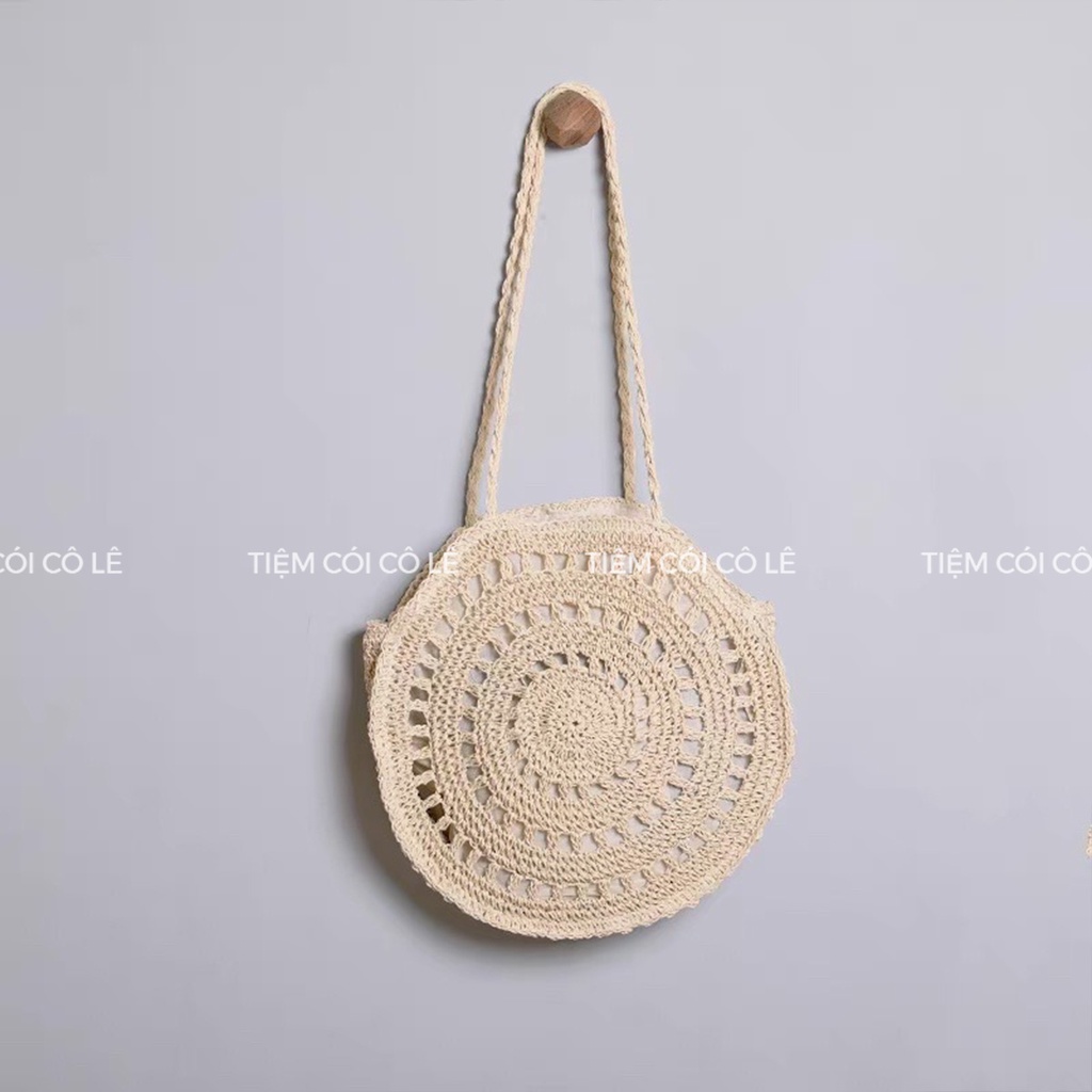 Túi cói đi biển hoạ tiết trống đồng siêu xinh - Tiệm Cói Cô Lê