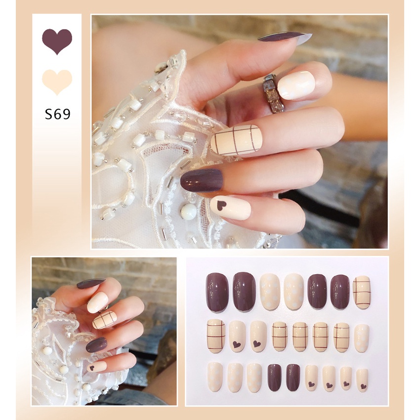 Set 24 Móng Tay Giả Có Thể Tháo Rời
