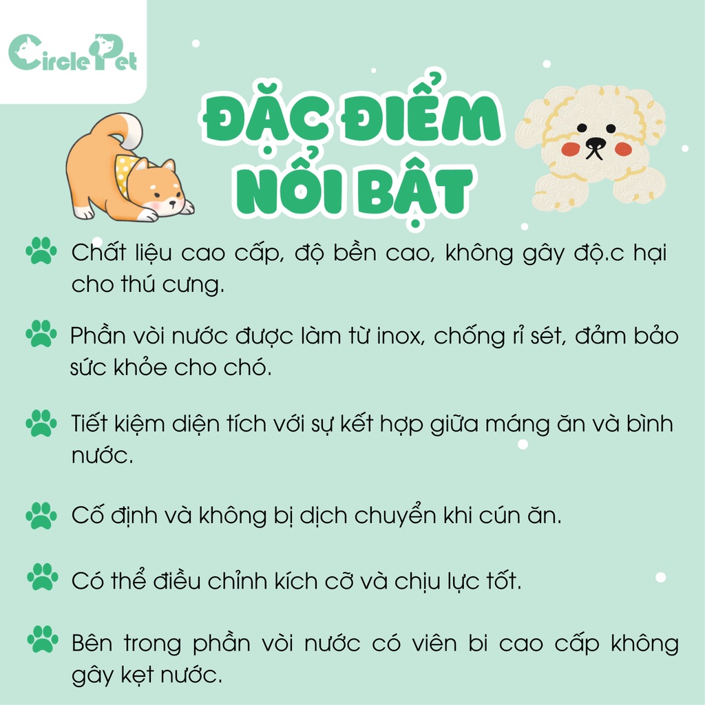 Bộ Bình Nước Và Hộp Đựng Thức Ăn Tự Động Pian Pian Đa Năng Tiện Lợi 4 Màu - Circle Pet
