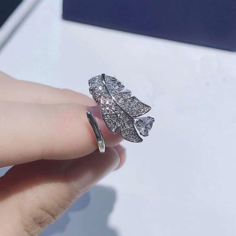 Nhẫn Mạ Bạc 925 Hình Lông Vũ Trắng Mới 2023