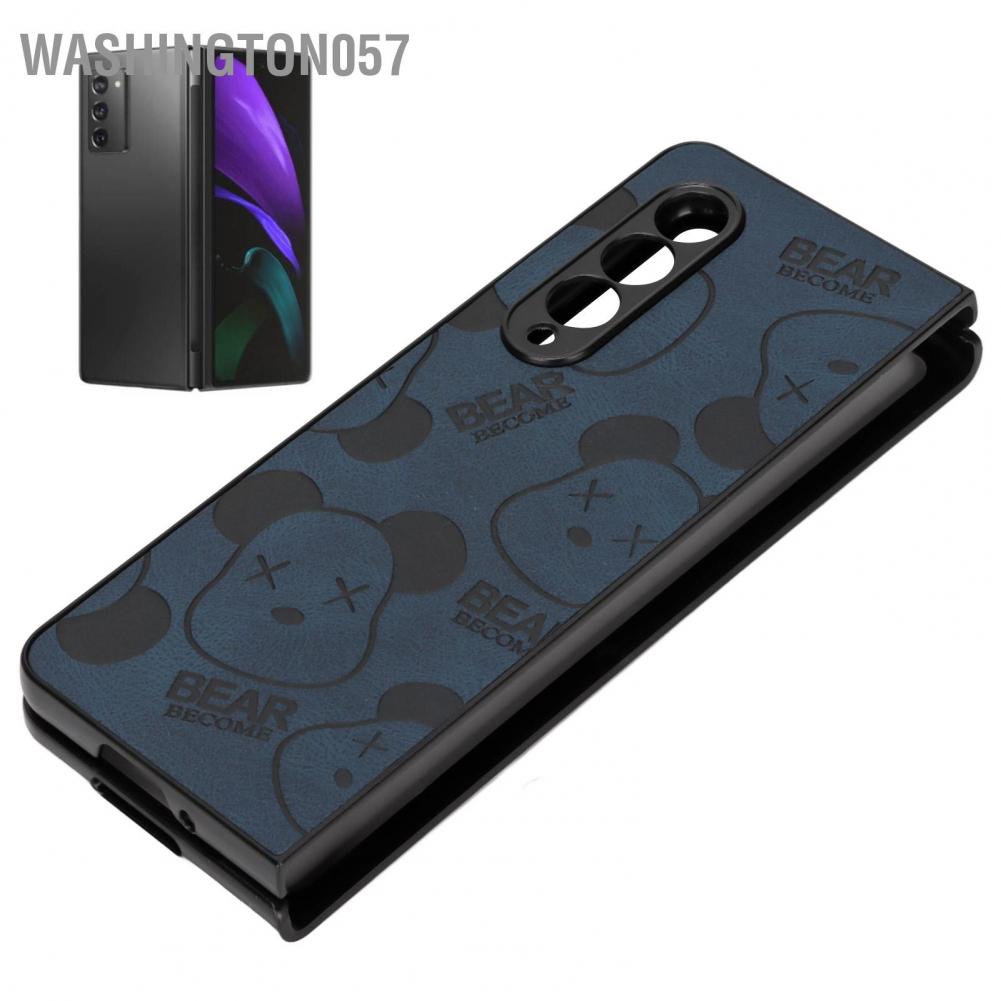 Washington057 Phone Cover Mobile Protective Folding Case Scratch Resistance Violent Bear Pattern for Galaxy Z Fold 3