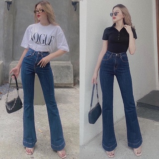 Quần Jean Ống Loe Lưng Cao - Quần Loe Dáng Dài Line Bản To VNXK [ ẢNH THẬT 100%]