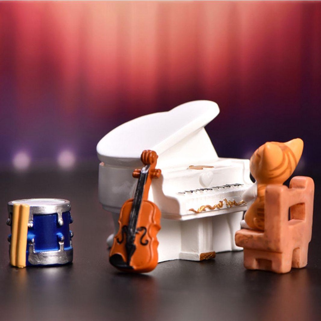 Đồ trang trí Đàn Piano Mini Bằng Nhựa Resin Dùng Trang Trí Bonsai