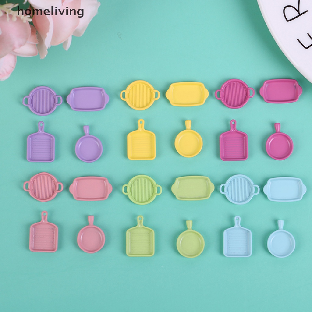 Set 4 Đĩa Kim Loại Mini Tỉ Lệ 1 / 12 Dùng Để Trang Trí Nhà Búp Bê