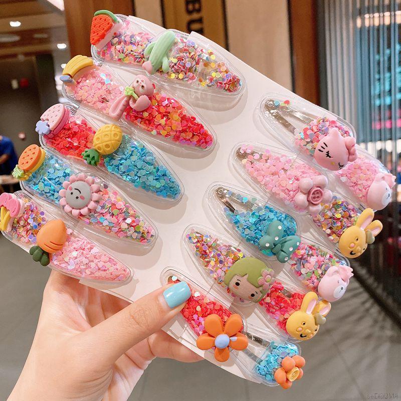 Kẹp tóc BB hình trái cây phối sequin lung linh đáng yêu cho bé gái